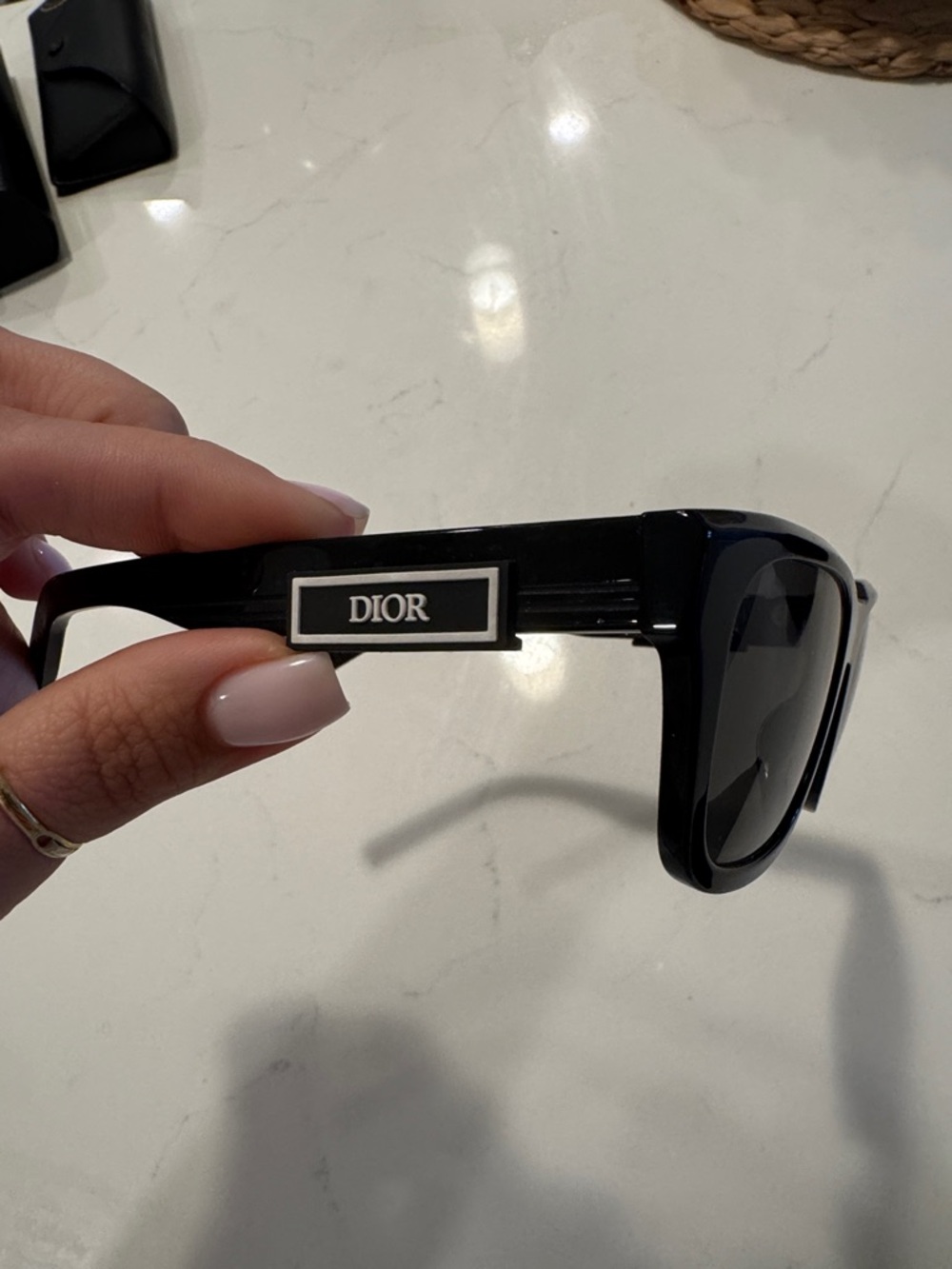 Authentic unisex Dior Black Sunglasses with White Logo Plaque
